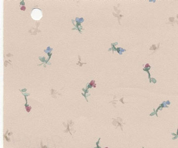 Dollhouse Miniature Pre-pasted Wallpaper, Flower Buds On Beige
